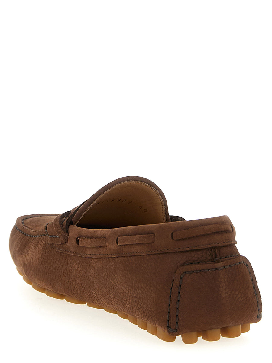Valentino Garavani Driver Fastaway Loafers Premium Calfskin Leather With VLogo Antiqued Metal Detail For Men