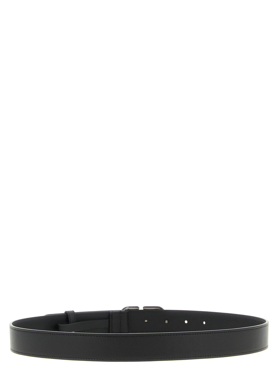 Valentino Garavani Vlogo Signature Belt For Men Black Calfskin Leather