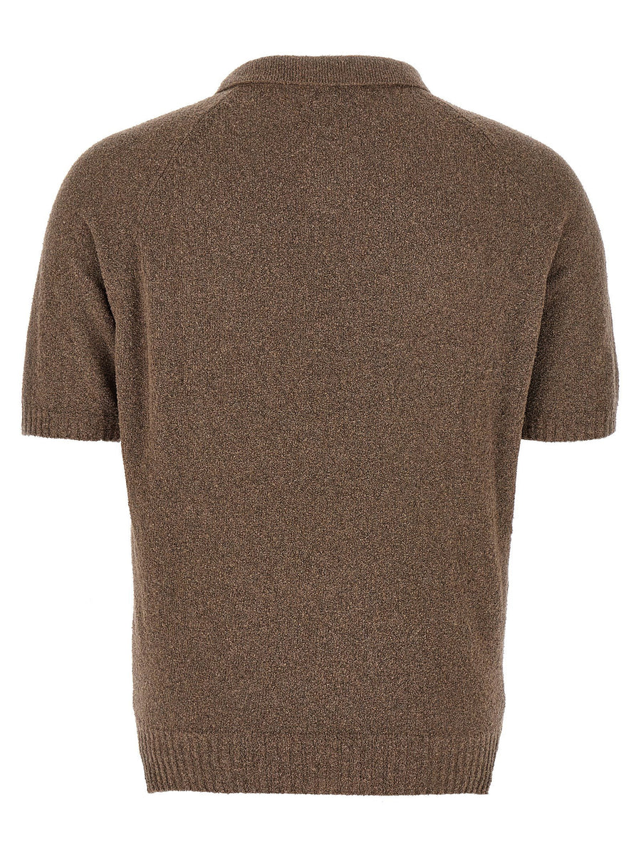 Ma'ry'ya Bouclé Cotton Polo Shirt