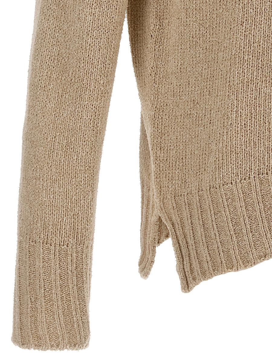 Ma'ry'ya Men's Hooded Sweater Beige Wool Cashmere Blend With Side Splits Luxury Warmth