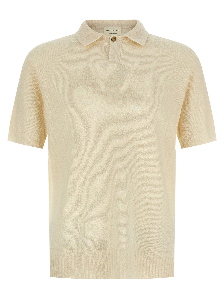 Ma'ry'ya Beige Spongy Effect Polo Shirt Cotton Blend For Men