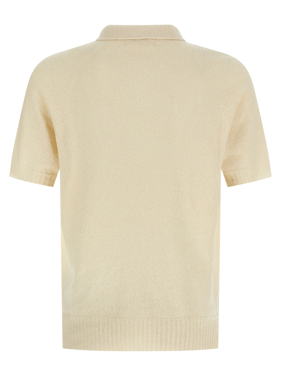 Ma'ry'ya Beige Spongy Effect Polo Shirt Cotton Blend For Men