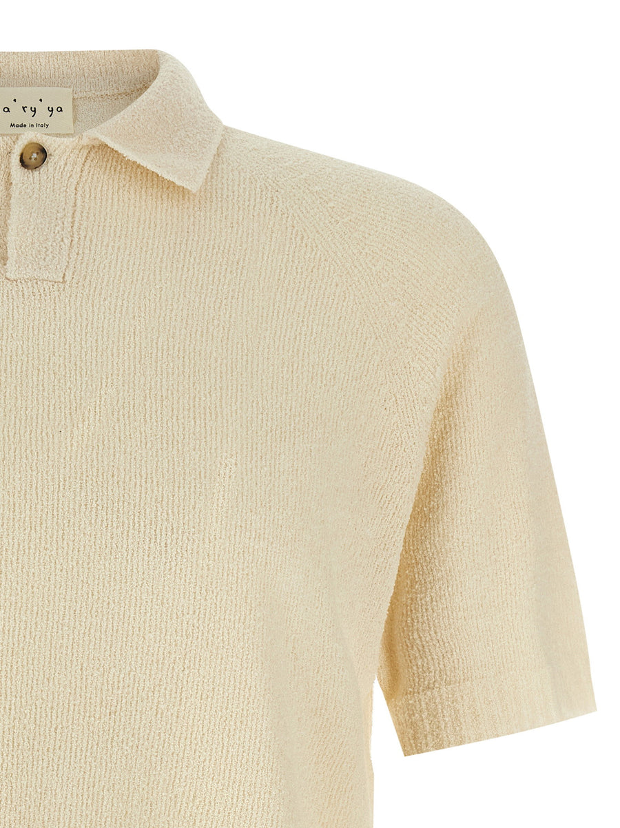 Ma'ry'ya Beige Spongy Effect Polo Shirt Cotton Blend For Men