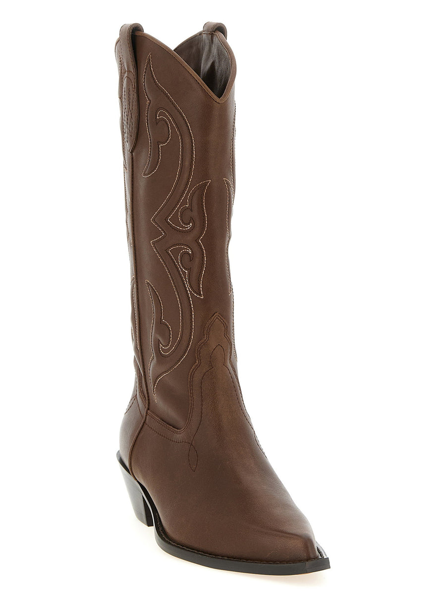 Sonora Yuma Calfskin Leather Boots For Women 3.5 cm Heel Premium Contrast Stitching
