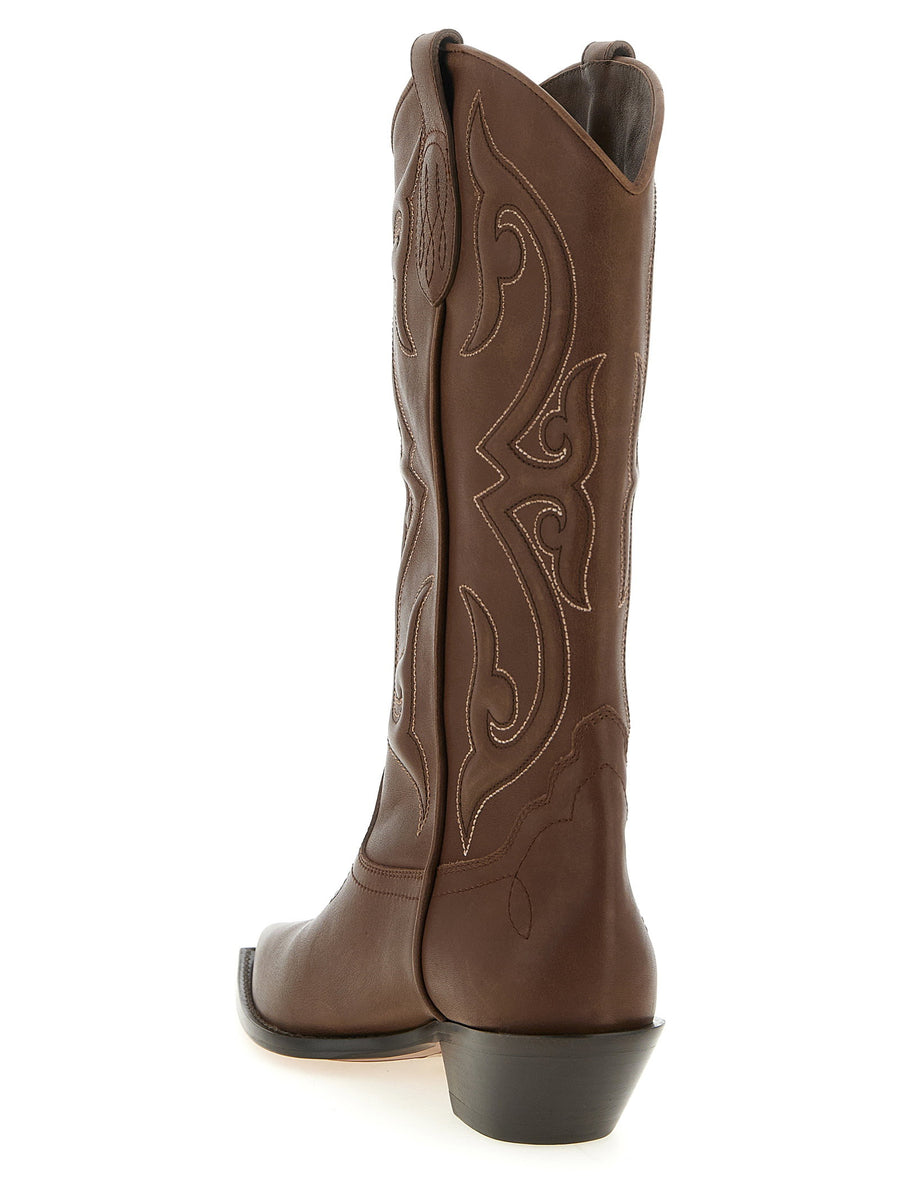 Sonora Yuma Calfskin Leather Boots For Women 3.5 cm Heel Premium Contrast Stitching