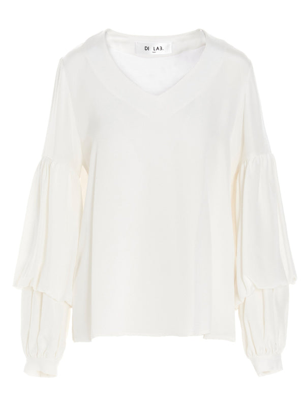 Di.la3 Pari' Puff-sleeve Silk Shirt