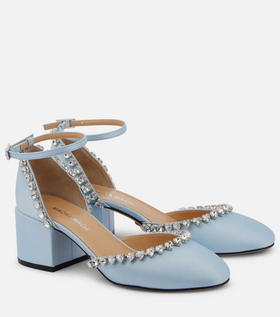 Mach & Mach PRE Audrey Satin Crystal Embellished Pumps